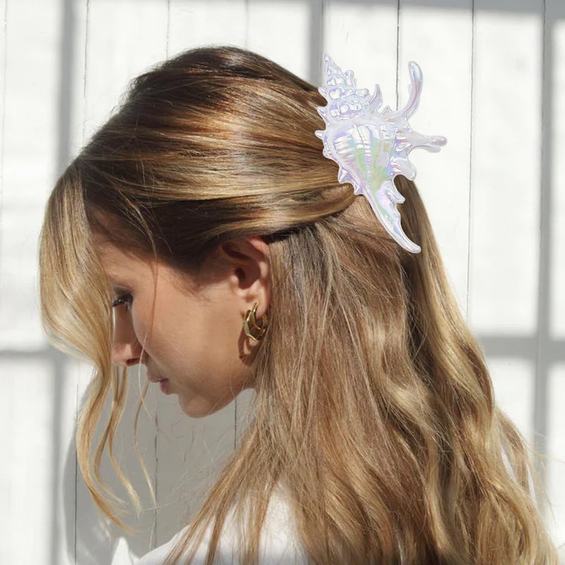Arvintas 2 Pack Conch Hair Clips for Women Beach Ocean Seashell Large Hair Claw Clips Mermaid Accessories for Thick and Thin Hair - Image 3